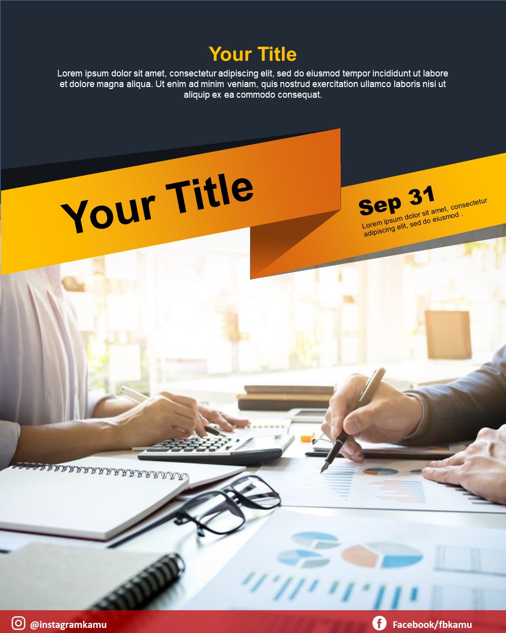 Business template with elegant ribbon