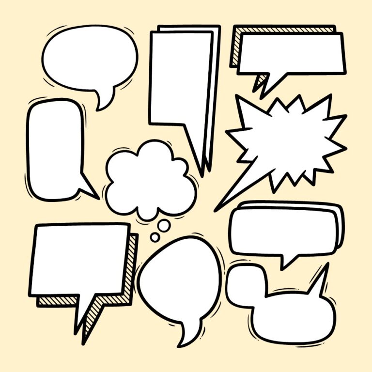 Speech bubbles doodle hand drawn vector collection